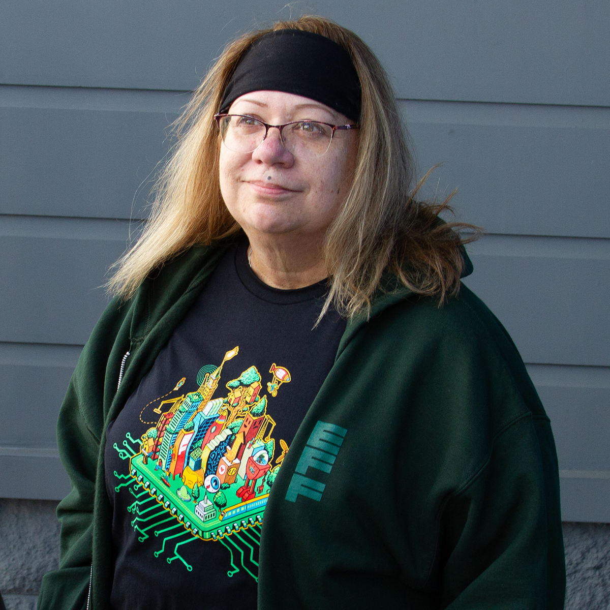 Guardian Combo: Hooded Sweatshirt, EFF35 Cityscape T-Shirt, and Metal Member Card